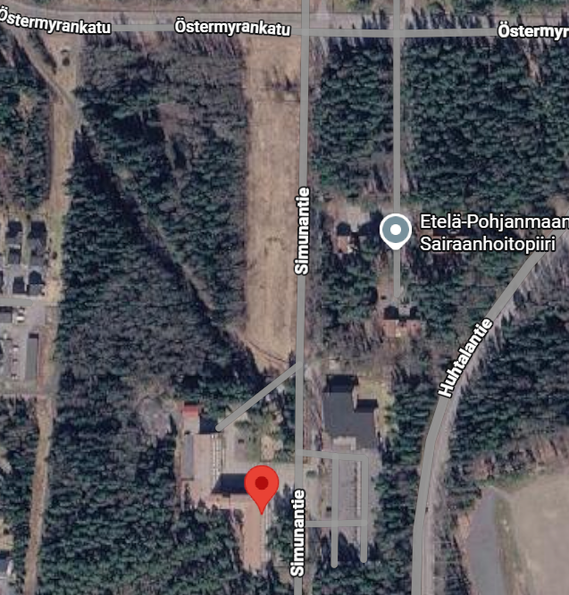 Kartta Katkoviivojan vastaanoton sijainnista Seinäjoen Piirillä